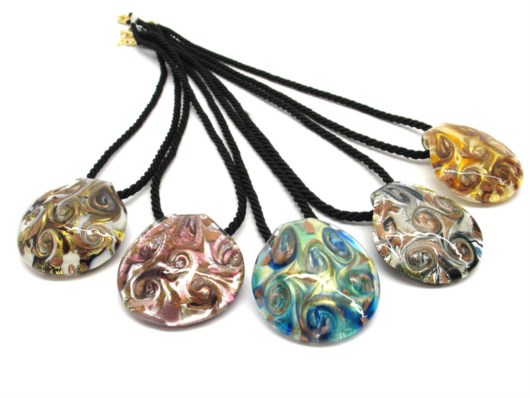 Murano Glass Necklaces - Murano Glass Necklaces, round curved shape - COLV0228 