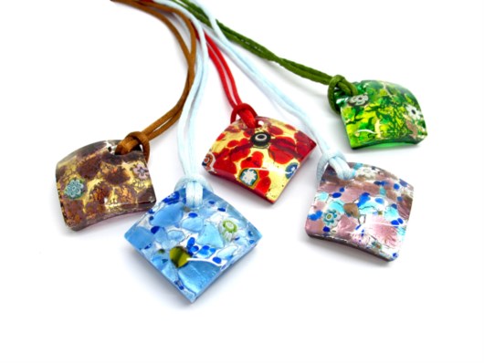 Economic Products - Murano Glass curved square Pendants - PEMG0120 - 30x30 mm