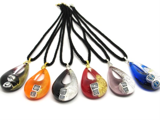 Murano Glass Necklaces - Murano glass bicolored oval Necklaces - COLV0286