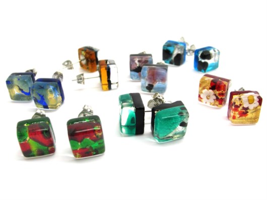 Economic Products - Murano Glass square Earrings - OREQ01 - 10x10 mm